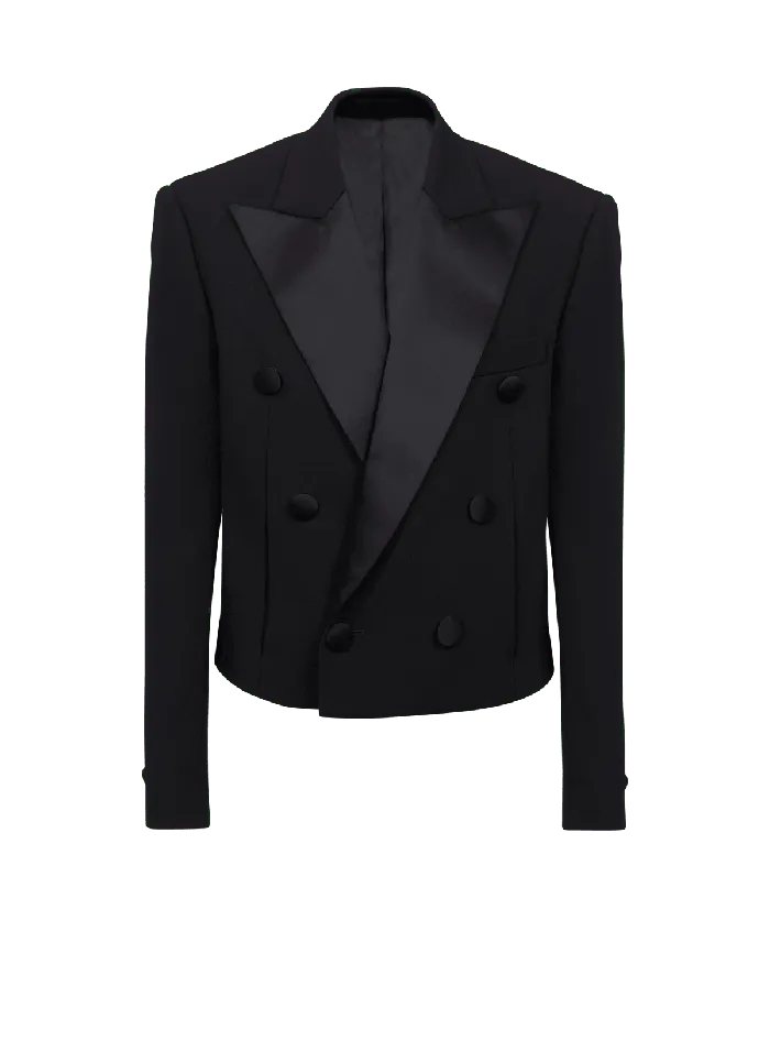 Balmain Jackets And Blazers Men Cropped Double Crepe Jacket Black