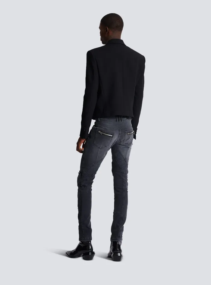 Balmain Jackets And Blazers Men Cropped Double Crepe Jacket Black