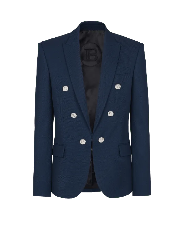 Balmain Jackets And Blazers Men Twill 6button Jacket Navy