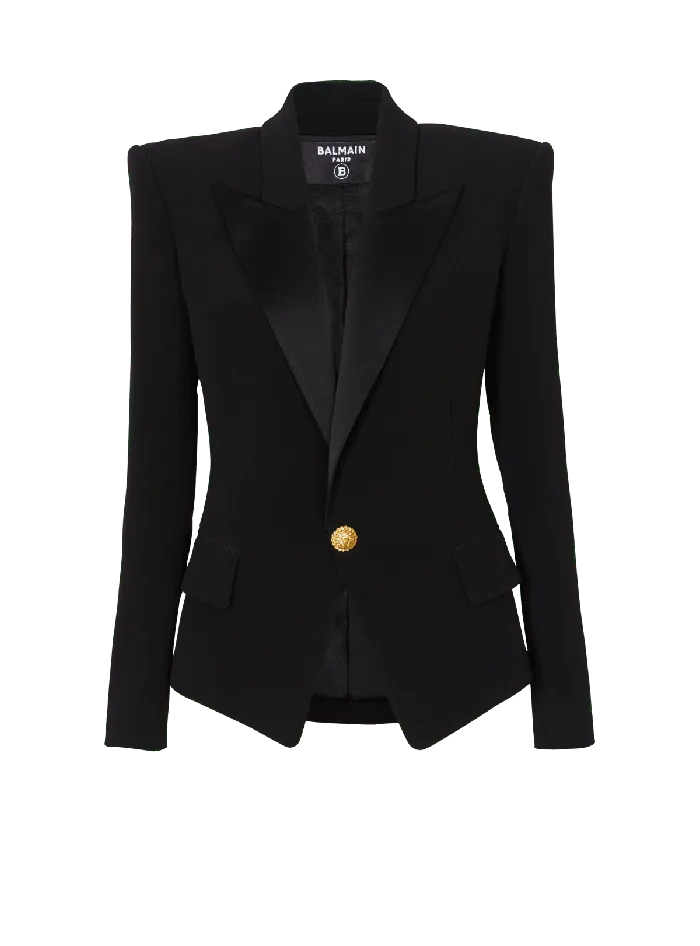 Balmain Jackets And Blazers Women 1button Crepe Jacket Black