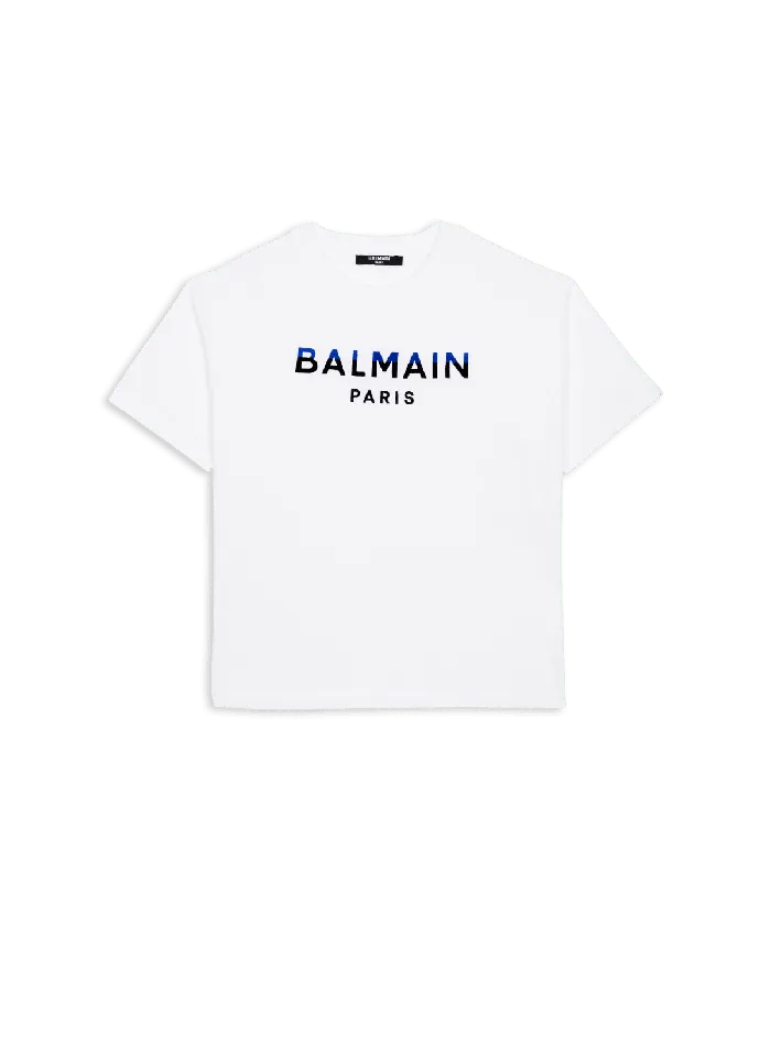 Balmain Kids Printed Paris Shortsleeved Tshirt White