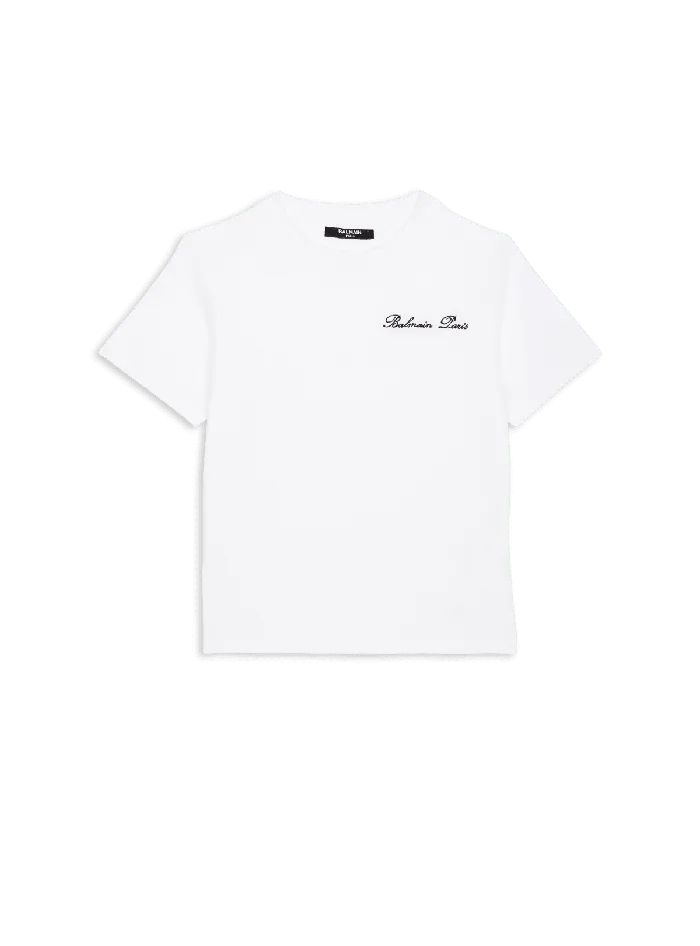 Balmain Kids Shortsleeved Signature Tshirt White