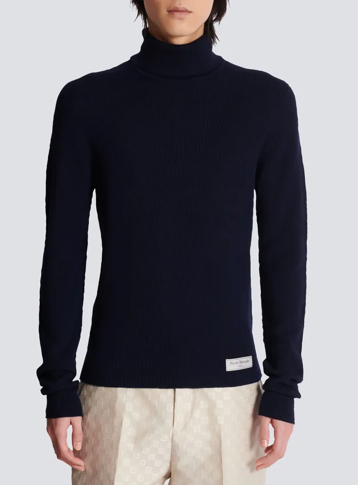Balmain Knitwear Men PB Turtleneck Navy