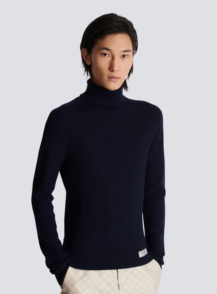 Balmain Knitwear Men PB Turtleneck Navy