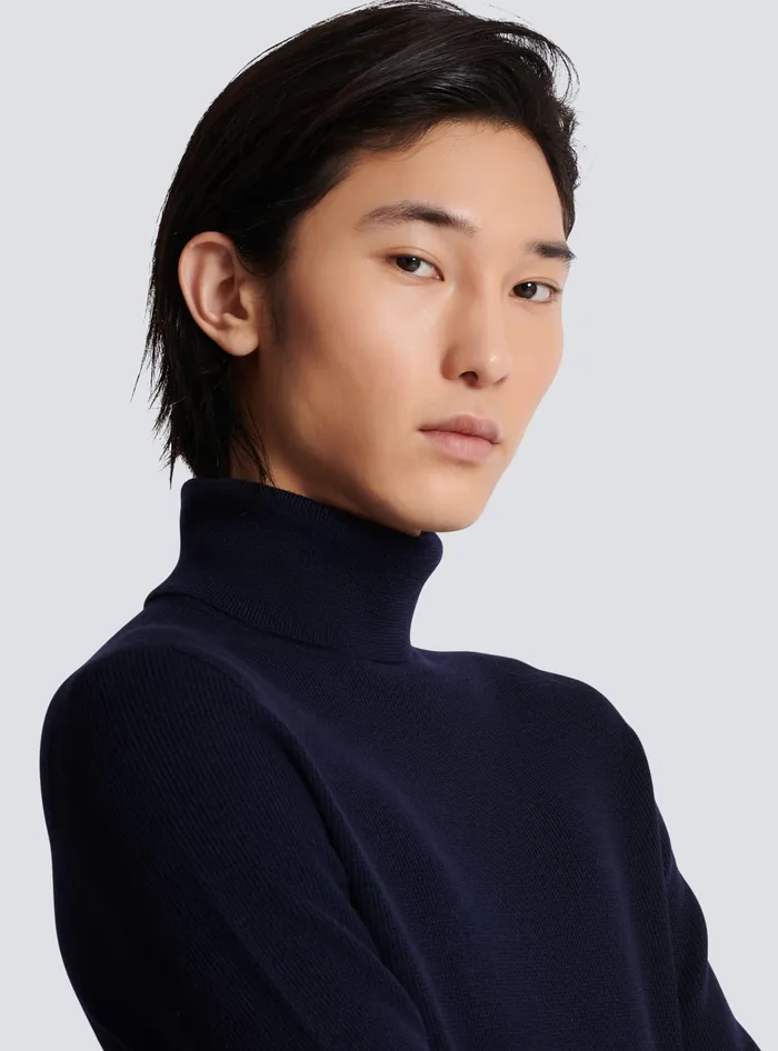 Balmain Knitwear Men PB Turtleneck Navy
