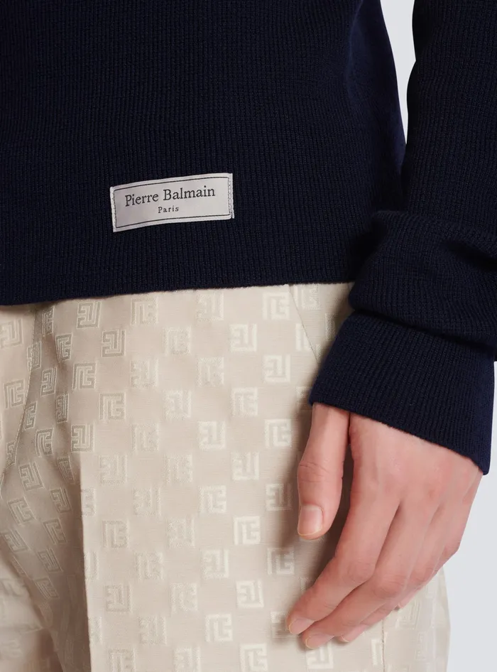 Balmain Knitwear Men PB Turtleneck Navy