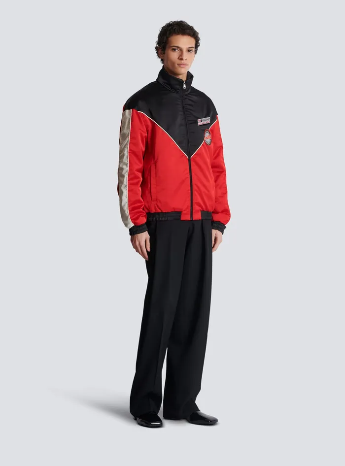 Balmain Outerwear Men Satin Racing Jacket In Three Colours Red