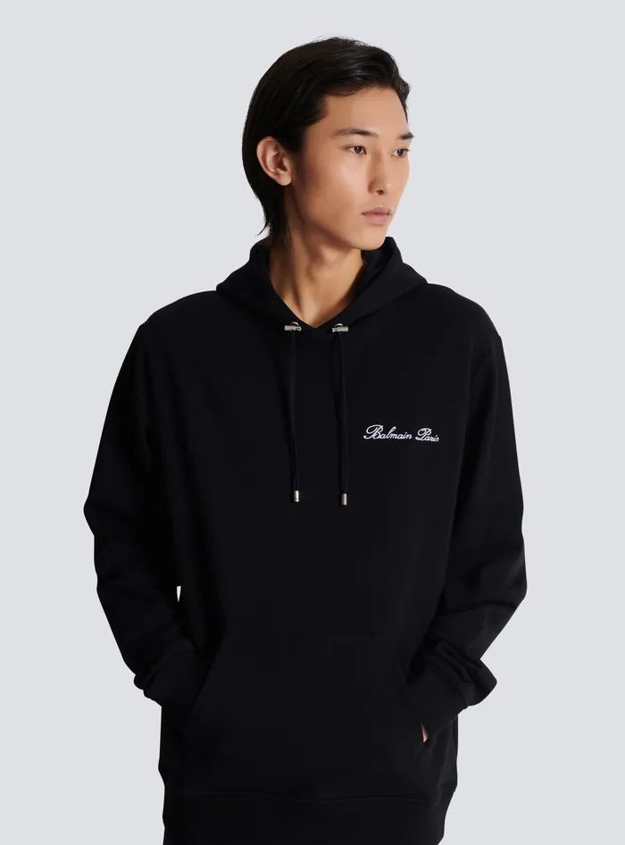 Balmain Sweatshirts Men Signature Hoodie Black