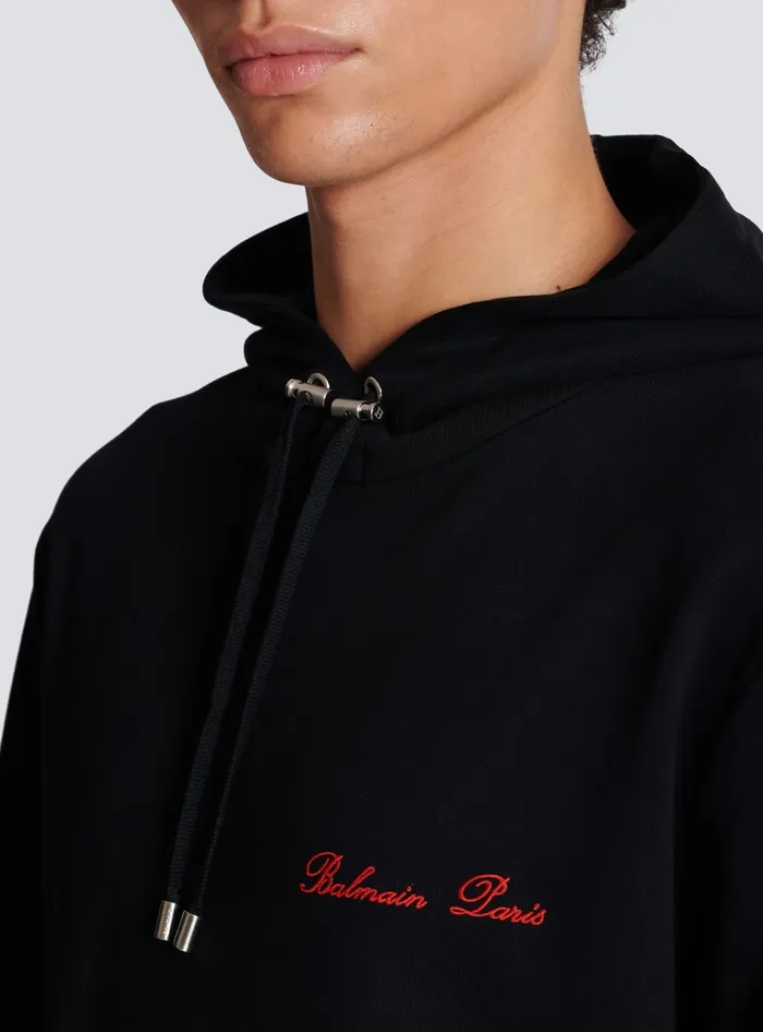 Balmain Sweatshirts Men Signature Hoodie Black