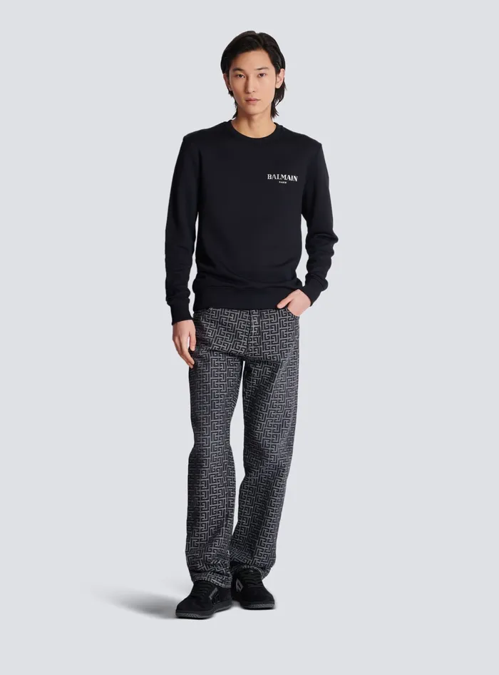 Balmain Sweatshirts Men Vintage Sweatshirt Black