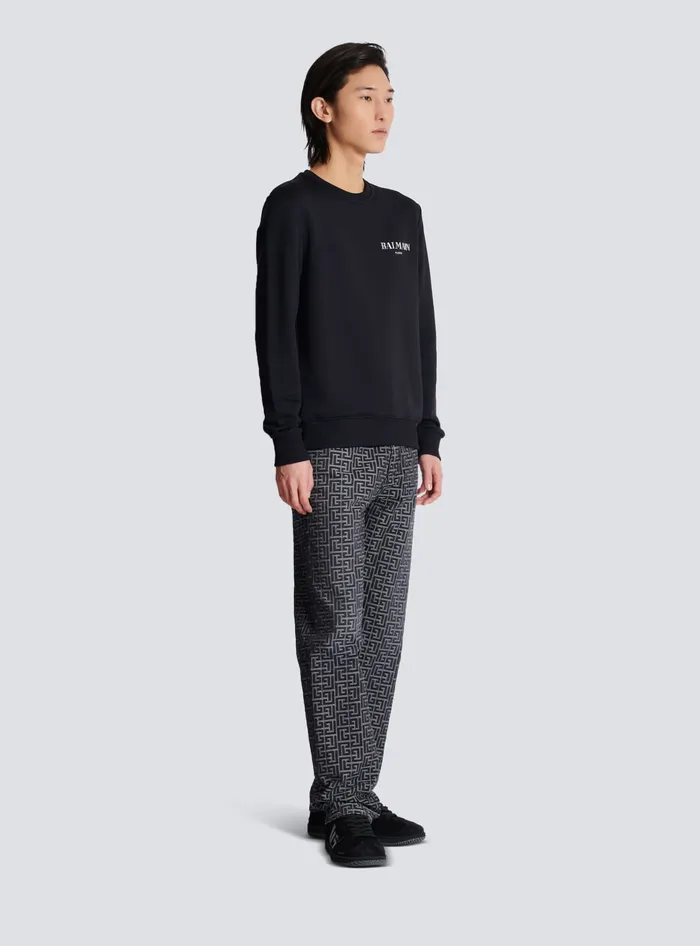 Balmain Sweatshirts Men Vintage Sweatshirt Black