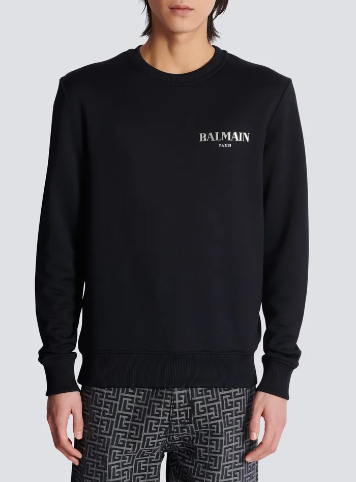 Balmain Sweatshirts Men Vintage Sweatshirt Black