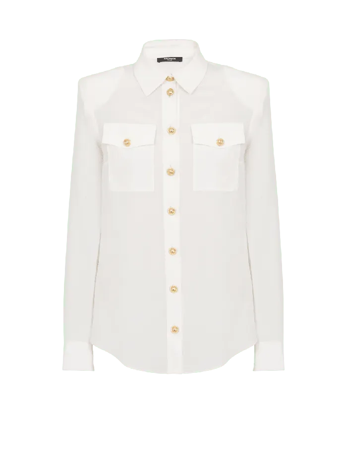 Balmain Tops And Shirts Women Crepe De Chine Shirt White