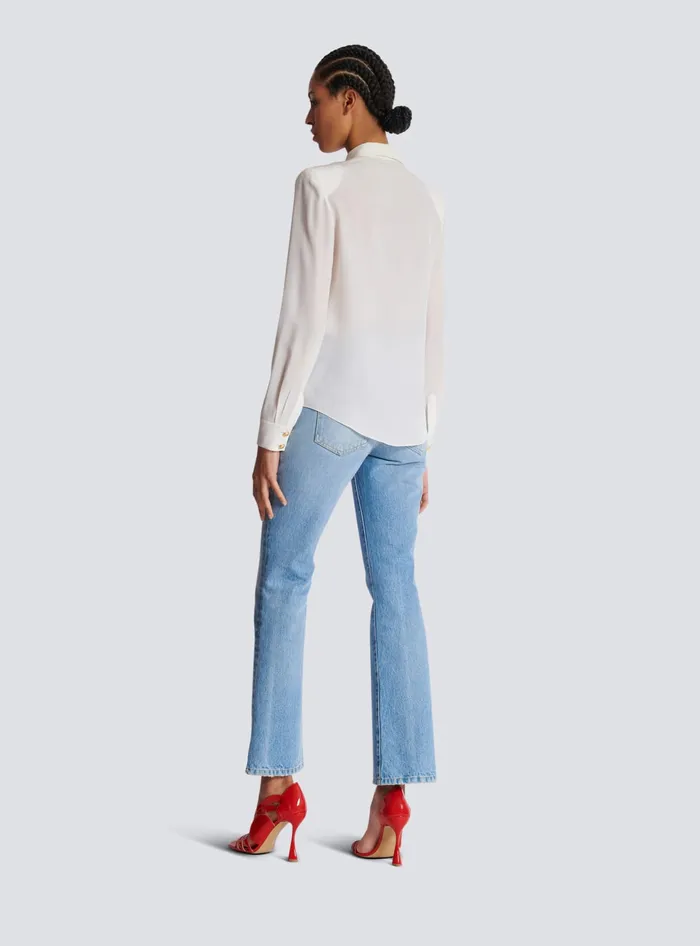 Balmain Tops And Shirts Women Crepe De Chine Shirt White
