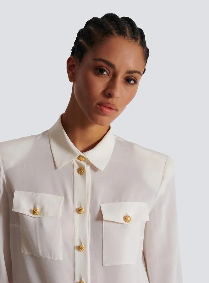 Balmain Tops And Shirts Women Crepe De Chine Shirt White