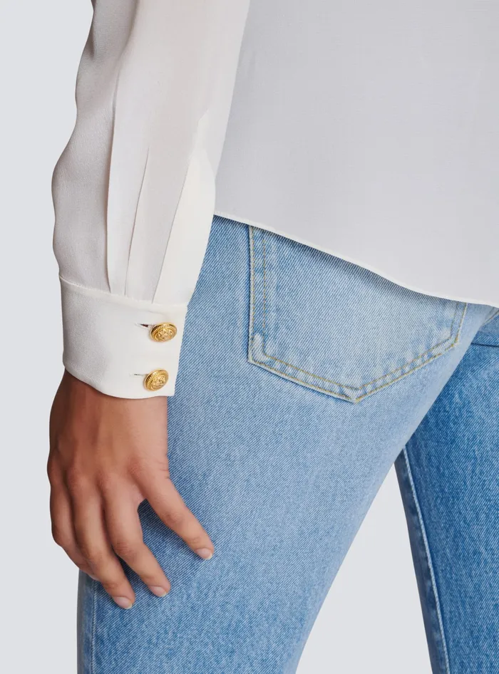 Balmain Tops And Shirts Women Crepe De Chine Shirt White