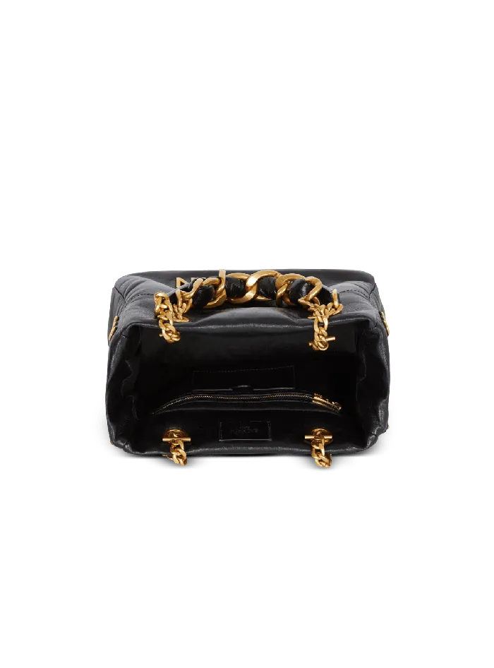 Balmain Tote Bags Women 1945 Soft Crinkled Leather Tote Bag Black