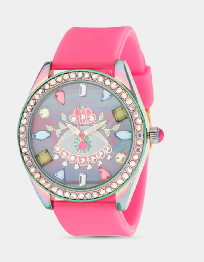 Betsey Johnson Women BETSEY TIME MULTI EYE WATCH PINK
