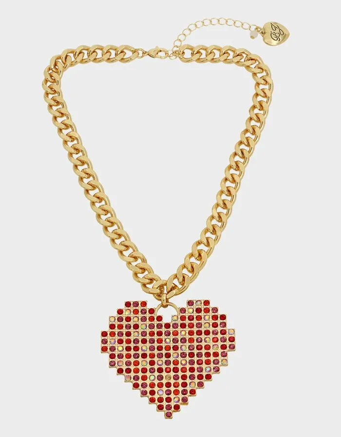Betsey Johnson Women DEAR BETSEY SHORT HEART NECKLACE PINK