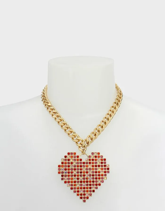 Betsey Johnson Women DEAR BETSEY SHORT HEART NECKLACE PINK Betsey Johnson Women DEAR BETSEY SHORT HEART NECKLACE PINK