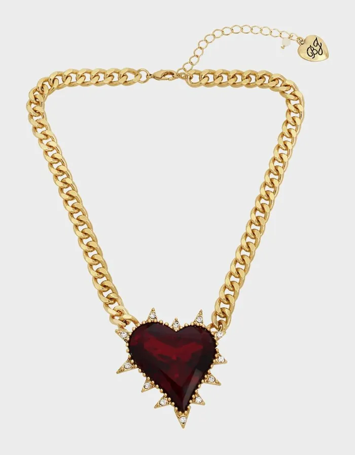 Betsey Johnson Women LOOK INTO YOUR HEART STONE NECKLACE RED