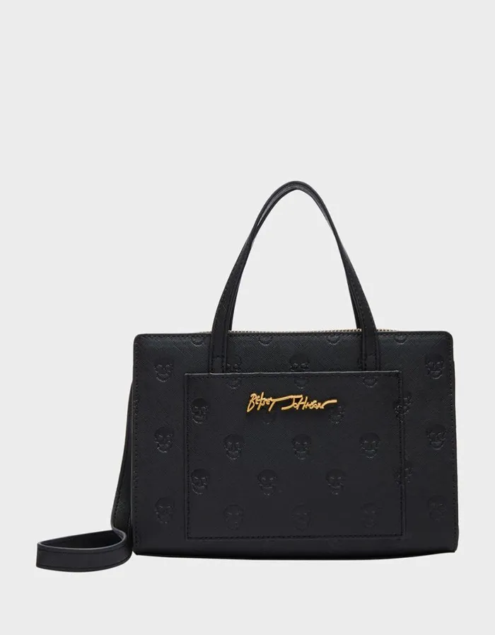 Betsey Johnson Women SKULLICIOUS SMALL SATCHEL BLACK
