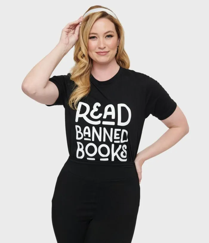 Black and White Read Banned Books Unisex Graphic Tee Clothing Unique Vintage Graphic Tees