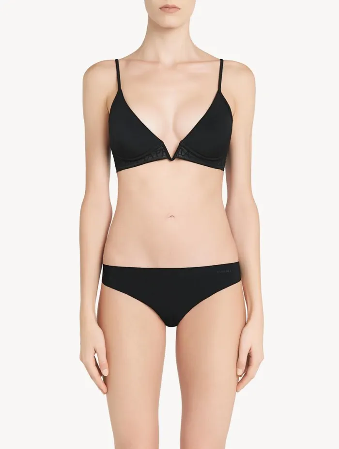 Black Nonwired Padded Triangle Vbra Lingerie La Perla Bralette