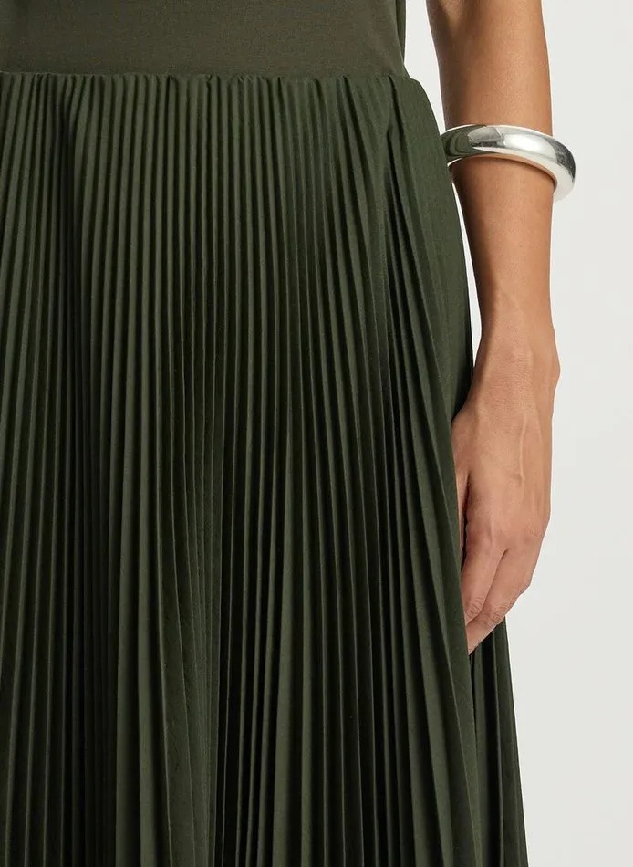 Bottoms Women ALC Tatum Pleated Midi Skirt Mossy Bottoms Women ALC Tatum Pleated Midi Skirt Mossy