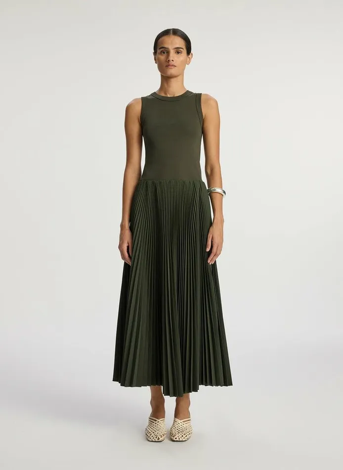 Bottoms Women ALC Tatum Pleated Midi Skirt Mossy Bottoms Women ALC Tatum Pleated Midi Skirt Mossy