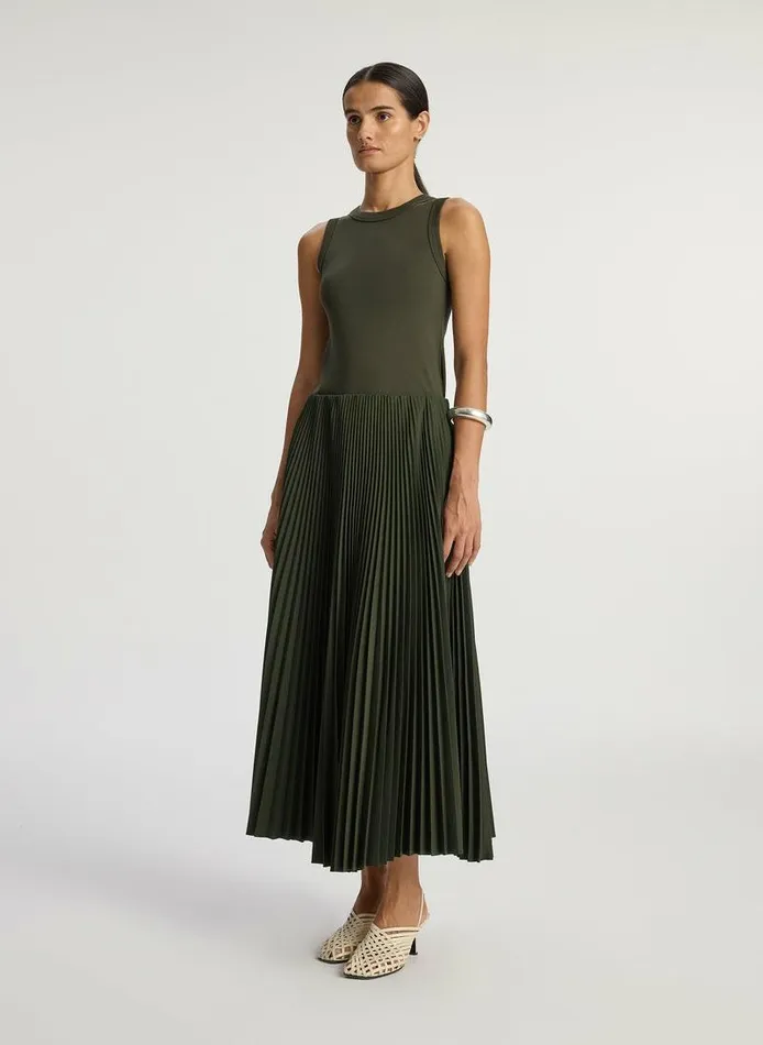 Bottoms Women ALC Tatum Pleated Midi Skirt Mossy Bottoms Women ALC Tatum Pleated Midi Skirt Mossy
