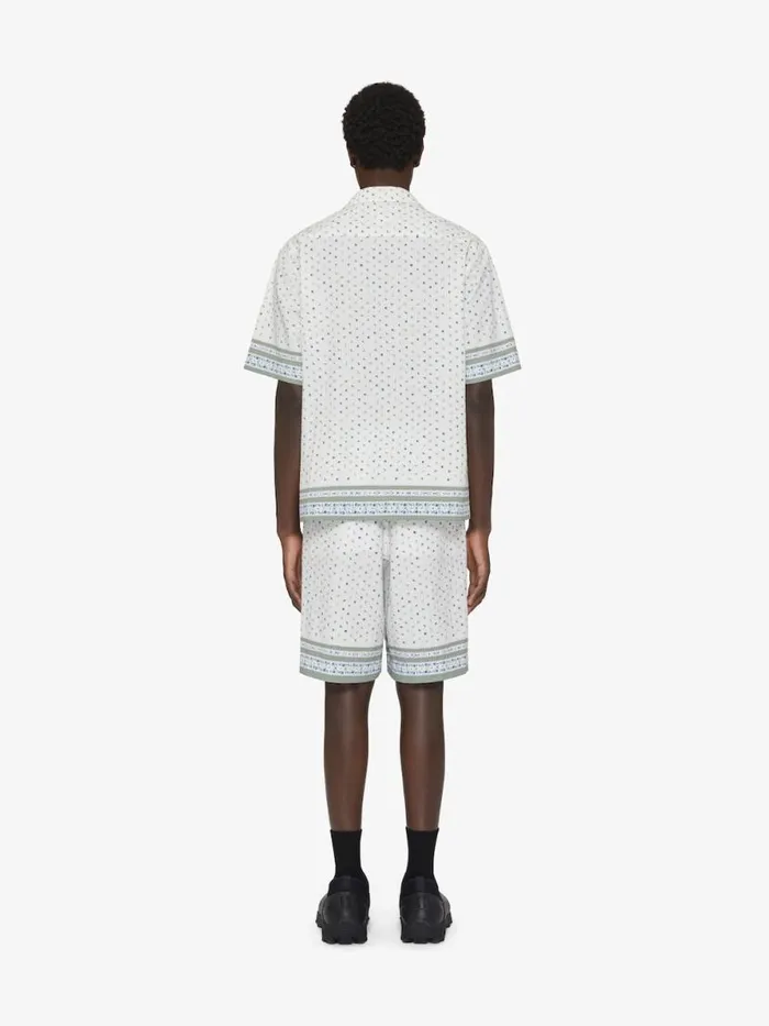 Boxy Fit Shirt In Cotton Seersucker With Floral Print Creamgreen Men Givenchy Shirts
