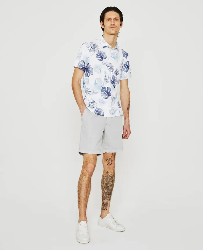 Bryce Polo Tropical Fronds Light Blue Mul Men AG Jeans Polos