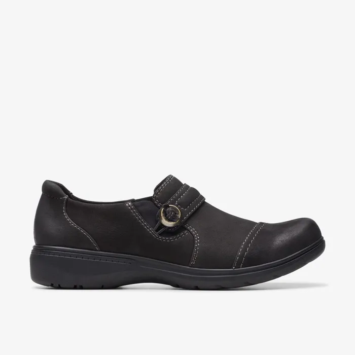 Carleigh Pearl Black Nubuck Women Clarks Clogs and Mules