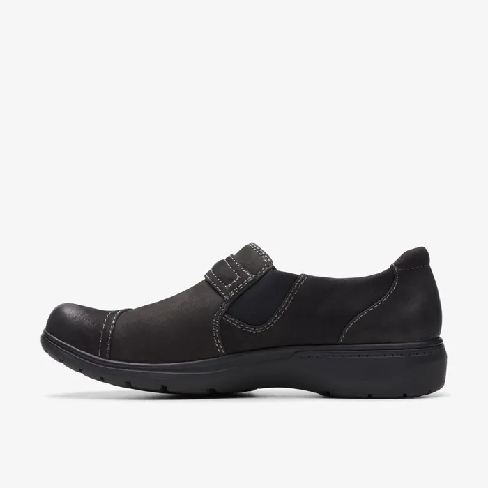 Carleigh Pearl Black Nubuck Women Clarks Clogs and Mules