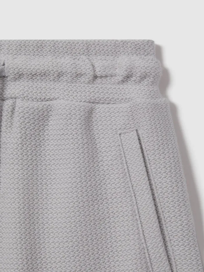 Children Reiss CoOrds Hester Textured Cotton Drawstring Shorts Silver