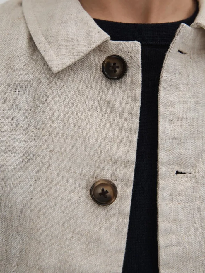 Children Reiss Coats and Jackets Cadiz Linen Elasticated Trim Bomber Jacket Stone