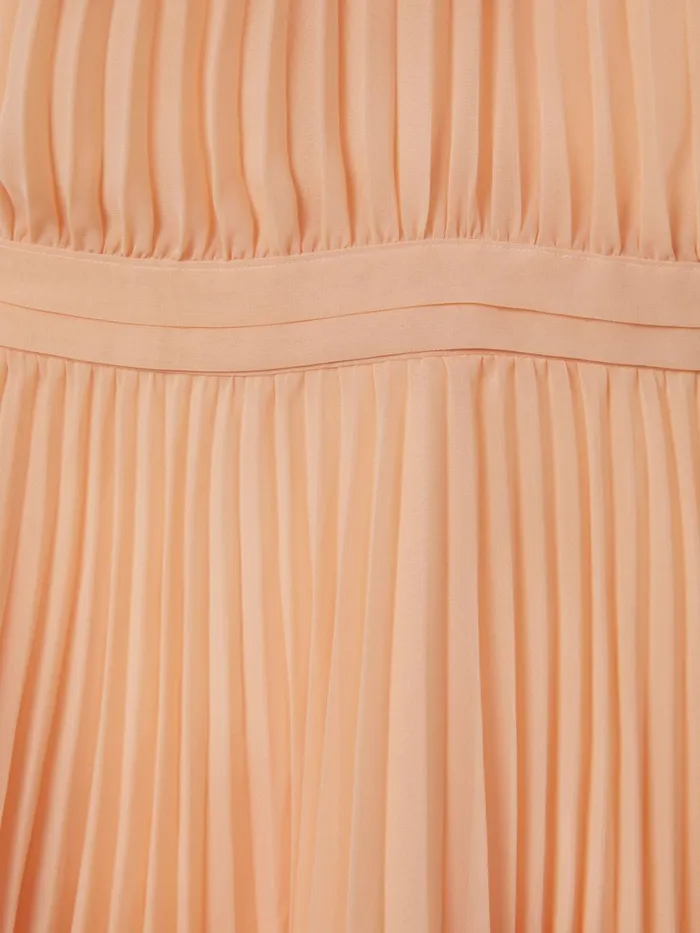 Children Reiss Dresses Verity Pleated Cape Sleeve Dress Apricot