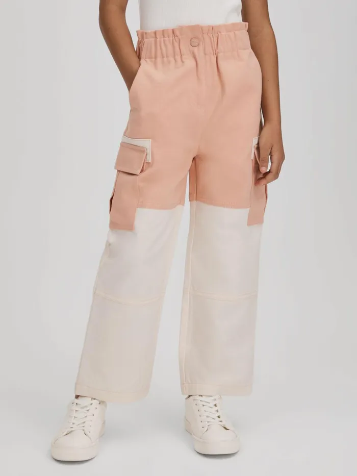Children Reiss Jeans Adalia Colourblock Elasticated Cargo Jeans Pink