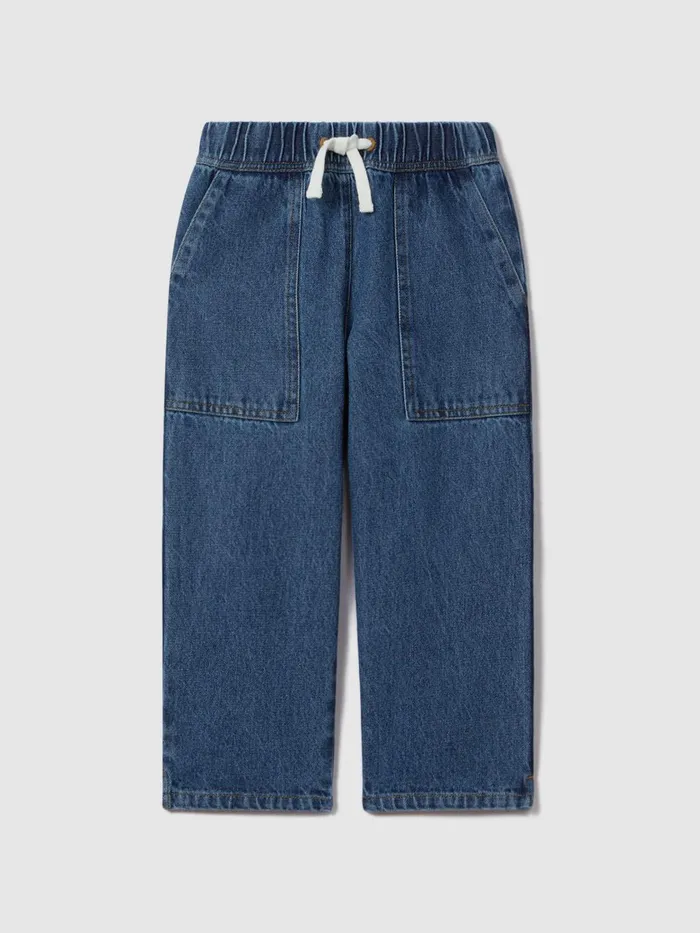 Children Reiss Jeans Marloe Drawstring Waist Straight Leg Jeans Blue