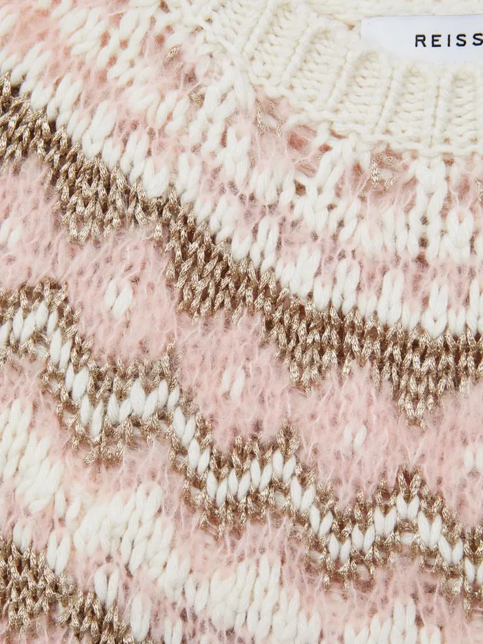 Children Reiss Knitwear Blythe Fairisle Knitted Jumper Pink