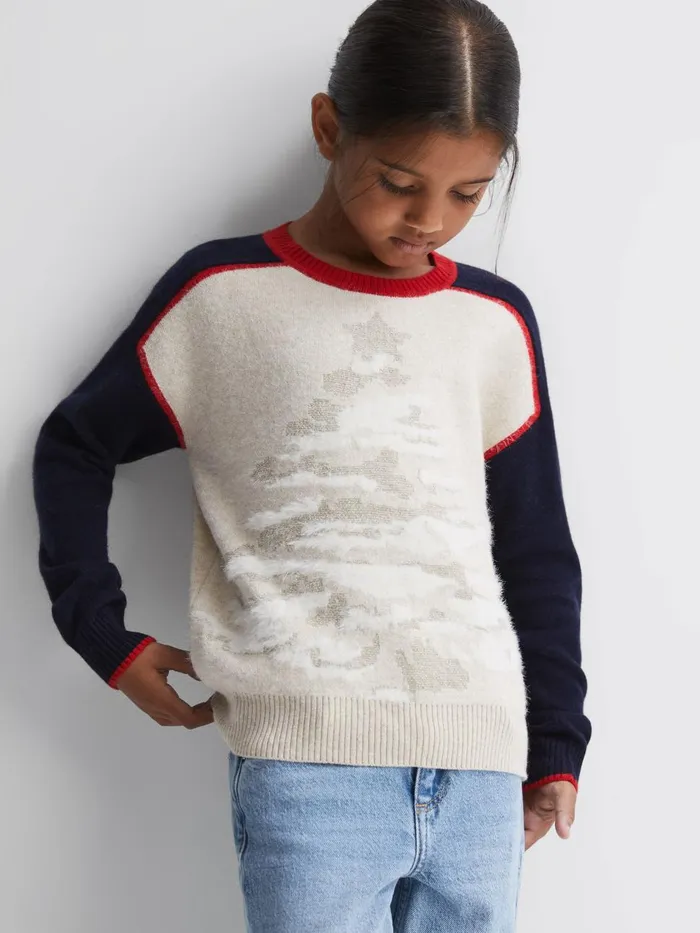 Children Reiss Knitwear Tilly Casual Knitted Festive Jumper Blue