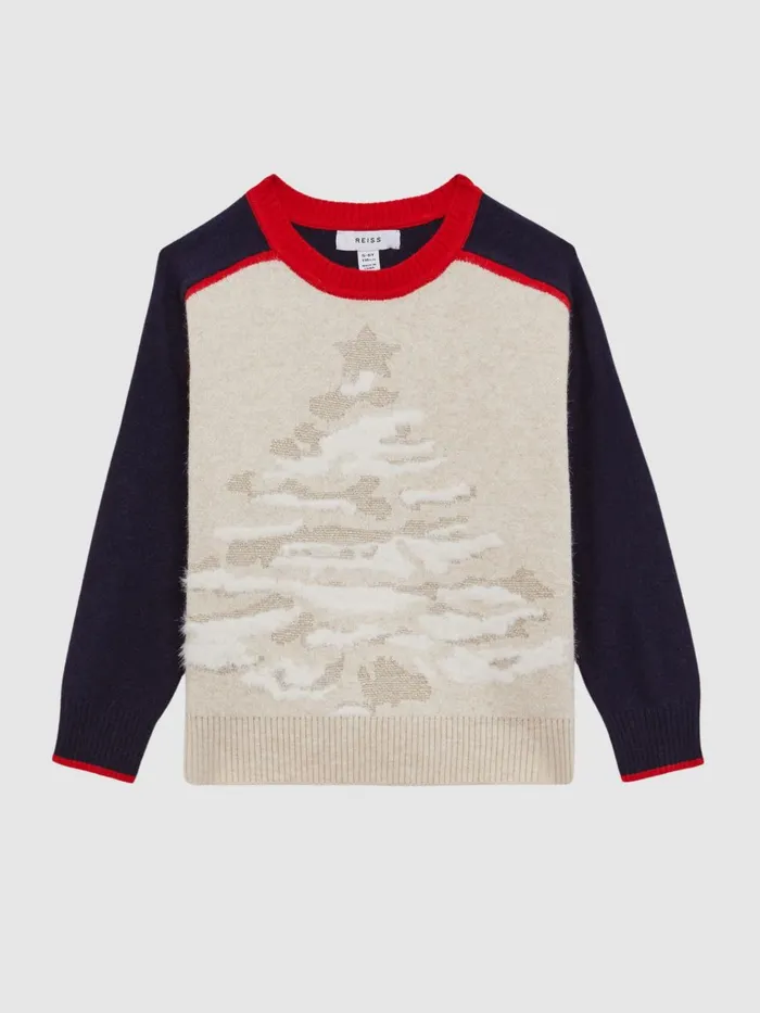 Children Reiss Knitwear Tilly Casual Knitted Festive Jumper Blue