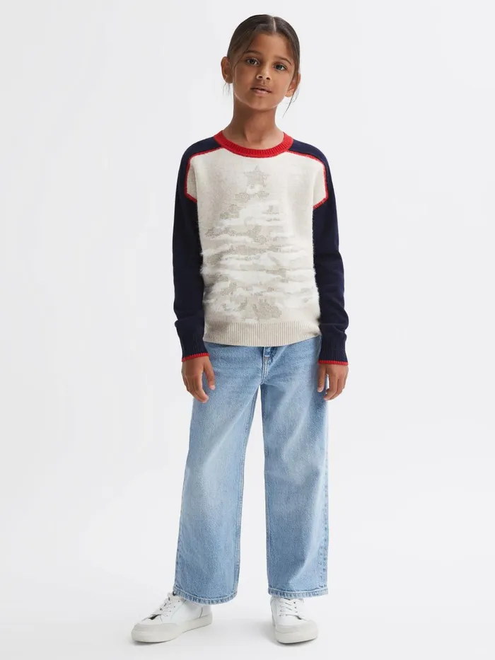 Children Reiss Knitwear Tilly Casual Knitted Festive Jumper Blue