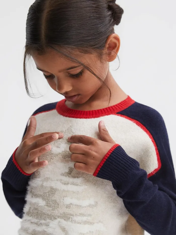 Children Reiss Knitwear Tilly Casual Knitted Festive Jumper Blue