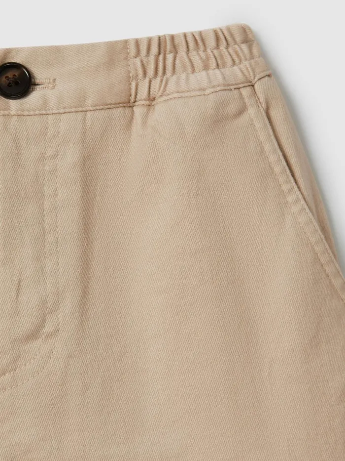 Children Reiss Pants Colter Elasticated Waist Cotton Blend Trousers Stone