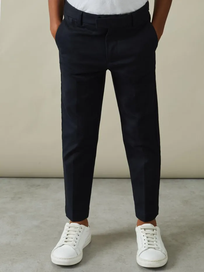 Children Reiss Pants Eastbury Slim Fit Adjustable Waist Chinos Navy