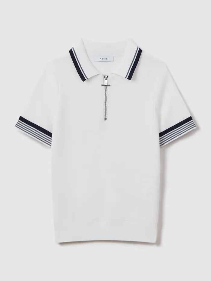 Children Reiss Polo Shirts Chelsea HalfZip Polo Shirt Optic White