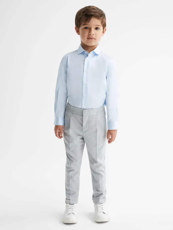Children Reiss Shirts Remote Slim Fit Cotton Shirt Soft Blue