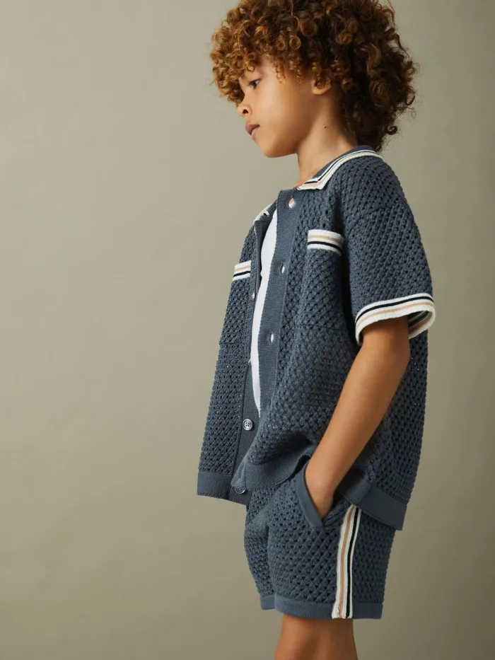 Children Reiss Shorts Creek Crochet Contrast Trim Elasticated Shorts Airforce Blue Children Reiss Shorts Creek Crochet Contrast Trim Elasticated Shorts Airforce Blue